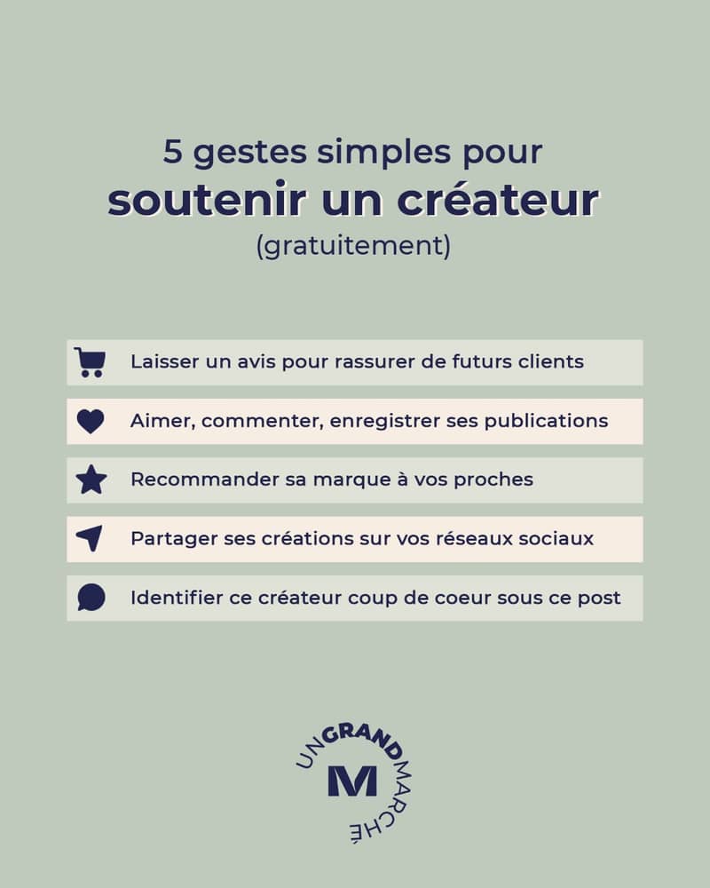 Derrière chaque création, il y a une personne passionnée qui vit aussi de vos encouragements 💪. Elles méritent tout notre soutien ❤️ Donnons leur ce petit coup de pouce qui fait toute la différence.