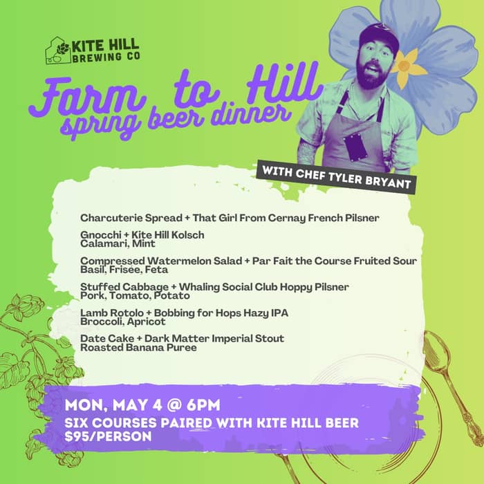 FIVE SEATS LEFT!

Our Farm to Hill Spring Beer Din...