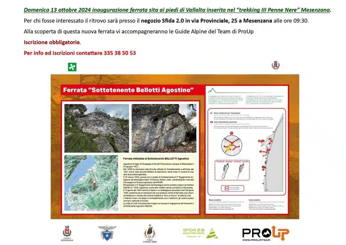 Domenica 13 ottobre inaugurazione della nuova ferrata di Mesenzana, giornata aperta a tutti coloro che vogliono scoprire questa bella attività 
Per info 335 385053

        

@sfida2.0 @mountainequipment @wildclimb @k2.skis