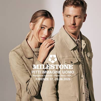 Save the date!
°
Es ist bald wieder soweit! Die 108. Pitti Immagine Uomo findet vom 17. bis 20. Juni 2025 in Florenz statt.
°
MILESTONE präsentiert dem Fachpublikum auf der Pitti Immagine Uomo, der weltweit größten Messe für Herrenmode, seine neue Frühjahr/Sommer-Kollektion 2026.
°
Das einzigartige Ambiente dieser wunderschönen italienischen Stadt dient erneut als Kulisse und wird internationaler Treffpunkt für Einkäufer und Modebegeisterte aus aller Welt.
°
MILESTONE freut sich auf Ihren Besuch und darauf, gemeinsam mit Ihnen in Florenz die neue Saison zu eröffnen.
°
Sie finden MILESTONE auf der Messe in Florenz am Stand H24 im Padiglione Centrale.
°
Wir freuen uns sehr auf Ihren Besuch.
📍Florenz – Pitti Immagine Uomo: 17. - 20. Juni 2025
Stand H24 im Padiglione Centrale.
°
°
°
°
°
Save the date!
°
It’s almost that time again! The 108th Pitti Immagine Uomo will take place in Florence from June 17-20, 2025.
°
MILESTONE will present its new Spring/Summer 2026 collection to trade visitors at Pitti Immagine Uomo, the world’s largest menswear trade fair.
°
The unique ambiance of this beautiful Italian city will once again serve as both a backdrop and an international meeting place for buyers and fashion enthusiasts from all over the world.
°
MILESTONE looks forward to your visit and to opening the new season with you in Florence.
You can find MILESTONE at the trade fair in Florence at booth H24 in the Padiglione Centrale.
°
We very much look forward to your visit.
📍Florence – Pitti Immagine Uomo: June 17-20, 2025
booth H24 in the Padiglione Centrale.
°
°
°
#pitti 108 #pittiuomo #milestone.jackets #pittiimmagine #firenze 
°
°
________