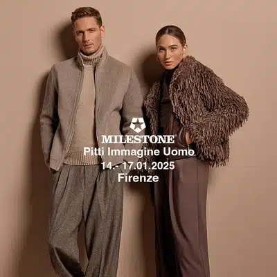 MILESTONE Autumn Winter 25/26
°
In wenigen Tagen wird MILESTONE die neue Kollektion in Florenz dem Fachpublikum präsentieren.
°
Weitere internationale Modemessen, auf denen MILESTONE vertreten ist, folgen darauf in kurzen weiteren Abständen.

📍 Pitti Immagine Uomo: 14.–17. Januar
📍 Düsseldorf Fashion Days: 24.–27. Januar
📍 Modefabriek Amsterdam: 26.–27. Januar
📍 CIFF Kopenhagen: 28.–30. Januar

Wir freuen uns auf Ihren Besuch und Ihnen die neue Kollektion zu präsentieren!
°
°
°
°
Presentation of the new MILESTONE Autumn Winter 25/26
°
In a few days MILESTONE will present the new collection to the trade audience in Florence.
°
Other international fashion trade fairs at which MILESTONE is represented will follow at short intervals.

📍 Pitti Immagine Uomo: 14-17. January
📍 Düsseldorf Fashion Days: 24th – 27th January
📍 Modefabriek Amsterdam: 26-27. January
📍 CIFF Copenhagen: 28-30 January

We look forward to your visit and to presenting the new collection to you.
°
°
#milestonejackets  #pittiuomo107  #pittiimmagine #pittiimmagineuomo

______________