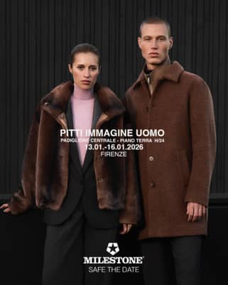 Safe the date - PITTI IMMAGINE UOMO 109 - Florenz
°
Es ist bald wieder soweit!
Die 109. Pitti Immagine Uomo findet vom 13. bis 16. Januar 2026 in Florenz statt.
°
Mode ist immer ein Jahr voraus!
Während die ersten Artikel der kommenden Frühjahr/Sommer-Saison 2026 bereits nach und nach in den Geschäften eintreffen, bereiten sich die Einkäufer darauf vor, die neuen Herbst/Winter-Kollektionen 2026/27 auf Messen und in Showrooms zu begutachten um ihre Bestellungen rechtzeitig aufzugeben.
°
MILESTONE präsentiert die neue Herbst/Winter-Kollektion 2026/27 Branchenexperten auf der Pitti Immagine Uomo, der weltweit größten Herrenmodemesse.
°
Florenz wird erneut zum internationalen Treffpunkt für Einkäufer und Modebegeisterte aus aller Welt.
°
MILESTONE freut sich auf Ihren Besuch!
°
📍Florenz – Pitti Immagine Uomo: 13.–16. Januar 2026
Stand H24 in the Padiglione Centrale
°
°
°
°
°
Save the date - PITTI IMMAGINE UOMO 109 - Florence
°
It’s almost that time again!
The 109th Pitti Immagine Uomo will take place from January 13th to 16th, 2026 in Florence.
°
Fashion is always a year ahead!
While the first items of the upcoming Spring/Summer 2026 season are gradually arriving in stores, buyers are preparing to inspect the new Autumn/Winter 2026/27 collections at trade fairs and in showrooms in order to place their orders in good time.
°
MILESTONE will present its new Autumn/Winter 2026/27 collection to industry professionals at Pitti Immagine Uomo, the world’s largest menswear trade fair.
°
Florence will once again be the international meeting place for buyers and fashion enthusiasts from all over the world.
°
MILESTONE looks forward to your visit and to kicking off the new season with you in Florence.
°
You can find MILESTONE at the trade fair in Florence at booth H24 in the Central Pavilion.
°
We look forward to your visit.
📍Florence – Pitti Immagine Uomo: January 13–16, 2026
Booth H24 in the Padiglione Centrale
°
°
°
#pitti109 #pittiuomo #milestonejackets #pittiimmagine #firenze 
°
°
________