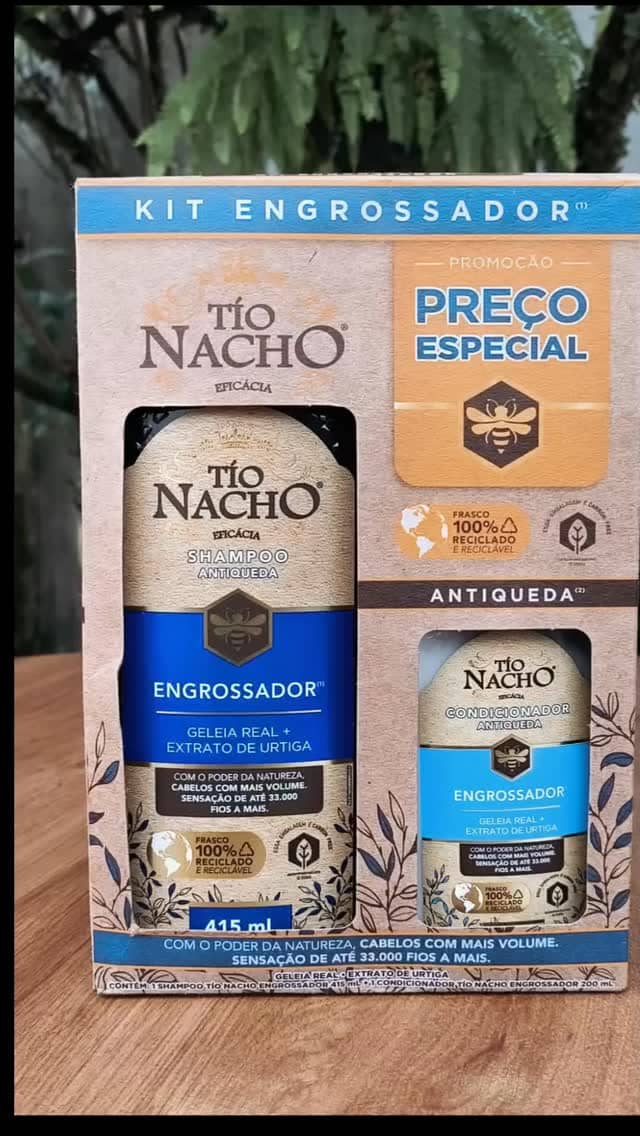 💆♀️✨ Força e vitalidade desde a raiz! 🌿
O Shampoo e Condicionador Tío Nacho Antiqueda fortalecem os fios, reduzem a queda e proporcionam brilho natural. Sua fórmula com geleia real e extratos vegetais nutre profundamente o couro cabeludo, deixando o cabelo mais forte e saudável! 💛
🛒 Cuide dos seus fios com o poder da natureza. Garanta já o seu combo Tío Nacho!