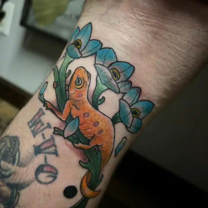 Andy sat like a champ for this red eft right in his knee ditch. Thanks for letting me put this on you!