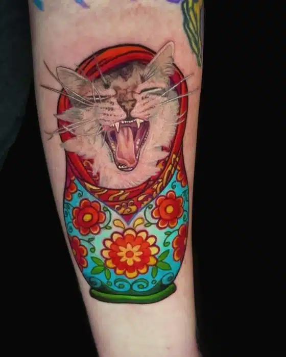 #matroyshka #nestingdolls tattoo for Amy’s #siberiancat Thanks bud!