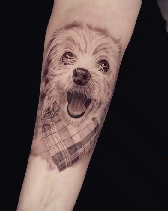 Jocelyn graciously stepped in and got a memorial tattoo of her sweet lil doggie ❤️Thank you!