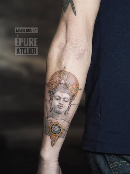 Projet Bouddha pour @nono311474 qui continue avec nous pour son 6 eme tatouage et pas le dernier! Me