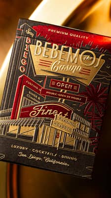 Bebemos Casino Playing Cards. An all-new, Limited Edition. The back design of each card has gold foil accents with a vintage, elegant style, putting the spirit of the '70s in the palm of your hand. Available now in limited quantities (link in bio!) while supplies last.