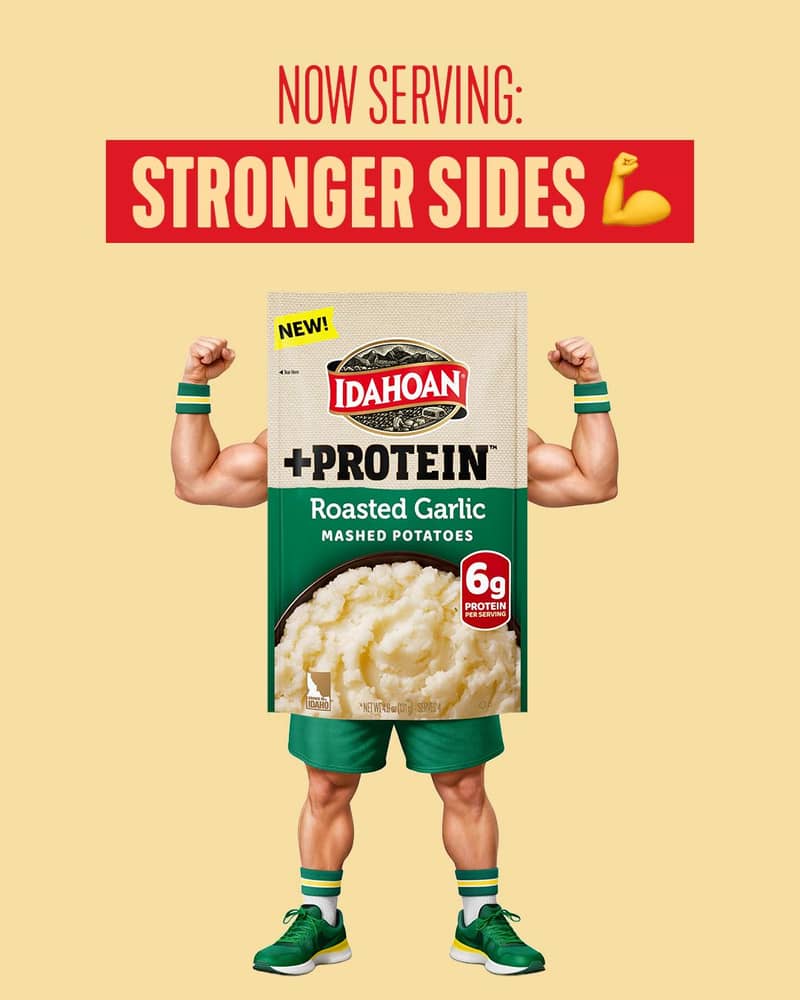 The gym bro of side dishes. 24g of protein per pouch. 💪