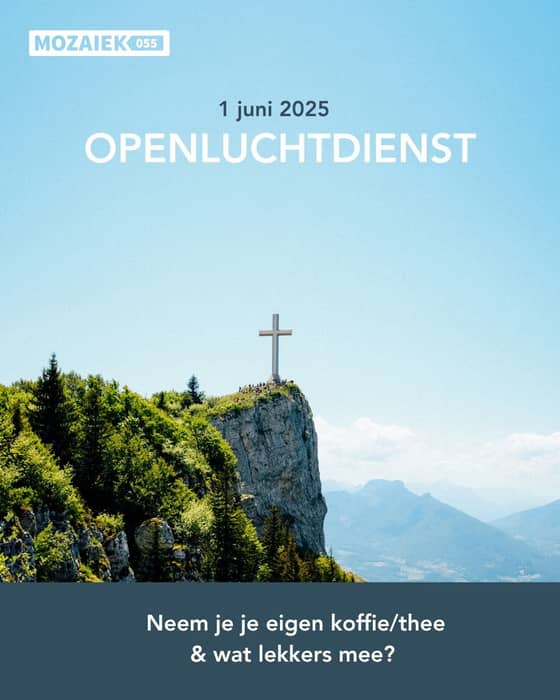 Deze week is onze kerkdienst buiten bij het FSG-gebouw! Een intieme openluchtdienst met een kortere preek en ruimte voor ontmoeting. Neem je eigen koffie, thee en iets lekkers mee – gebak mag natuurlijk ook! 
We kijken ernaar uit om samen te zijn onder de open hemel 🙌☕🍰