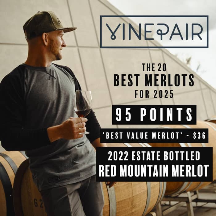 “This Merlot is special”The 2022 Estate Bottled Red Mountain Merlot is @vinepair ‘s top value Merlot of 2025.Washington wine is firing on all cylinders right now. 💪Full list and review in bio.📷: @travisgillettThanks @vinepairkeith 🥂@redmtnava @wa_state_wine @elliottbaywines @vinsauvagenv @gilbertdistributors @estatebrands @mitchell_wine_group @barrique_distributing @glunz_wines