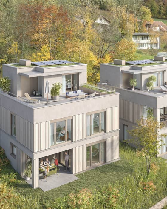 Im Verkauf: Unterdorf Mönthal

1 Einfamilienhaus | 1 Doppeleinfamilienhaus

Im Herzen des Juraparks Aargau, im Bezirk Brugg, liegt  Mönthal. An ruhiger und familienfreundlicher Hanglage entstehen hier ein Einfamilien- und ein Doppeleinfamilienhaus. Zum Ensemble gehört zudem ein Mehrfamilienhaus, welches nicht zum Verkauf steht.

Die im Verkauf stehenden Häuser besitzen zwei Wohngeschosse und ein Attikageschos. Sie verfügen über:

🌄 Grosszügige Terrasse mit Weitblick
🌿 Garten-Sitzplatz
🚗 Private Garagenbox mit Vorplatz

Die Hauseingänge liegen auf der mittleren Wohnebene. Zwischen den Einfamilienhäusern und dem Mehrfamilienhaus entsteht ein attraktiver Freiraum, der zum Spielen und Begegnen einlädt.

Weitere Infos im Link in der Bio.🔗

Verkauf: Aarbrugg AG
Visualisierungen: @ovi.images

Einfamilienhaus Wohneigentum Immobilienverkauf