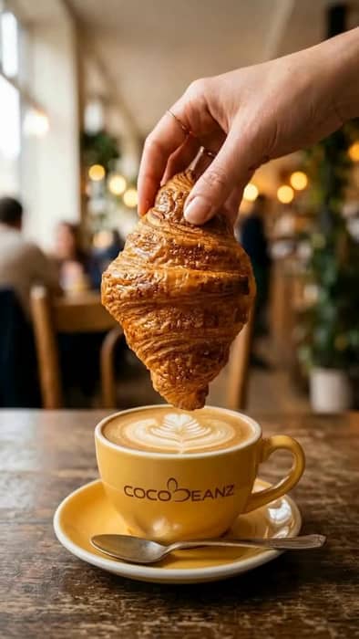 Slow mornings and golden croissants. The perfect dip to start the day right. ☕️🥐