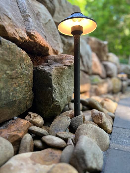 Custom outdoor lighting installation by Black Oak Hardscapes Morganton NC