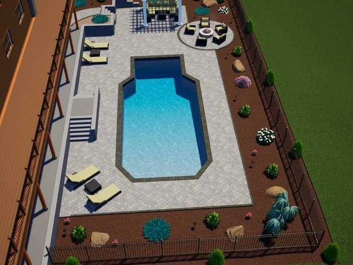 3D hardscape design render by Black Oak Hardscapes Western NC