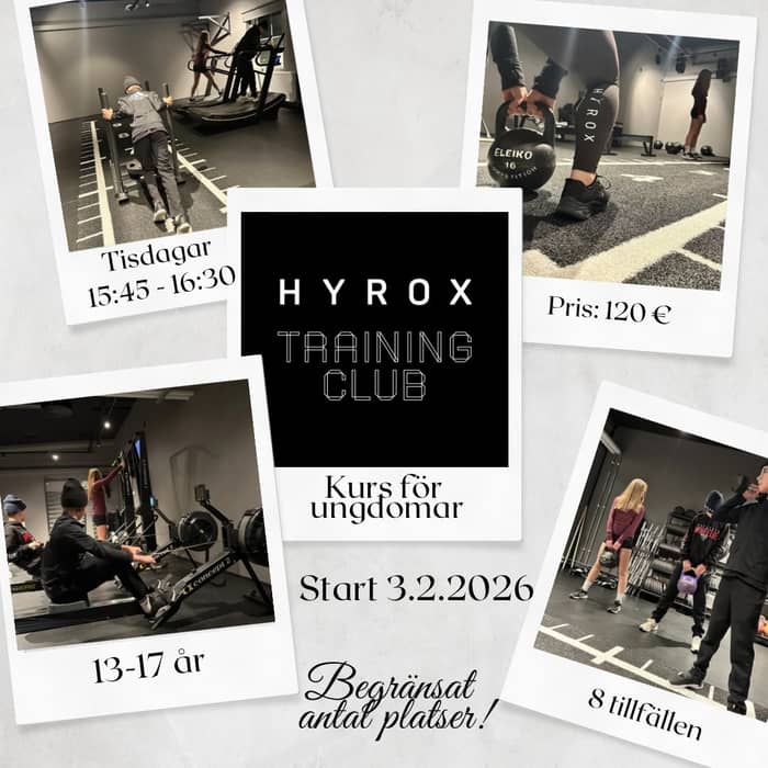 HYROX för ungdomar! ✨
Nu drar vi igång en 8 veckors kurs för ungdomar som vill träna funktionellt, kondition och styrka i ett roligt format 💥
Under kursen jobbar vi med styrka, uthållighet, snabbhet, koordination och kroppskontroll – allt anpassat efter ålder, nivå och mognad. Träningen är trygg och säker, och leds av utbildade coacher som ser till att alla får rätt teknik, lagom belastning och möjlighet att utvecklas i sin egen takt.
⠀
🗓 Start: 3 februari
⏰ Tisdagar kl 15:45–16:30
👥 För åldrar 13–17 år
💰 Pris: 120 € (frukt före passet ingår 🍌🍎)
📌 Begränsat antal platser
👤 Instruktör: Camilla / Christa
⠀
Anmälan till info@traningsverket.fi 📩