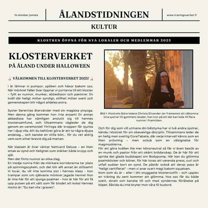 Varmt välkommen till Träningsverket den 31.10, kom som du är eller ta på dig din vackraste kostym 🤍😎