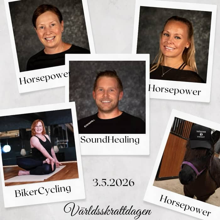 SÖNDAG 3.5 – VÄRLDSKRATTDAGEN ÄR TILLBAKA! 😂

Som ni har väntat…!

Vi bjuder på ett program du inte visste att du behövde – där träning möter humor, och där allt kan hända!

🐎 HorsePower 
(Cirkelträning på parkeringen – med reservation för vädret!)
Här får du träna med dina egna hästkrafter! Vi har 10 stationer på banan och kör 2 varv med fullt ös – här blir det galopp, hinder, styrka, balans och rörlighet… utan att behöva mocka efteråt.
Som ni redan kanske listat ut, så har vi en riktig häst (ponny) med i en av stationerna: Totte på Träningsverket 😉 
Och självklart får alla deltagare en morot efter passet 🥕

🚴‍♂️ Biker Balance
Är det yoga? Eller är det spinning? Ingen vet riktigt…
Vår Bodybalance-instruktör tar klivet upp på cykeln (helt utanför sin comfort zone) och guidar ett pass fyllt av balans, fokus och kroppskontroll – medan vi alla försöker förstå vad som pågår 😄

🔔 SoundHealing med Patrik
Ja, du läste rätt. Patrik håller i soundhealing.
Vi vet inte exakt vad som kommer hända – men vi vet att du inte vill missa det här 😅

Dethär är dagen för att släppa loss, skratta och testa något helt nytt tillsammans 💥

Missa inte årets knäppaste event! 😉