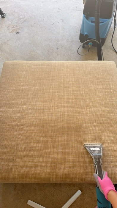 Upholstery cleaning in Orlando! Bringing this well-loved ottoman back to life! ✨ Watch the…