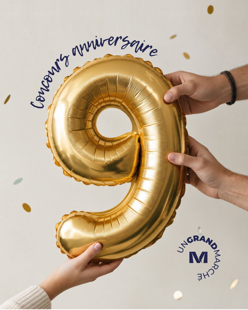Un Grand Marché fête ses 9 ans 🎂 ! Depuis 2017, vous êtes chaque jour plus nombreux à faire rayonner l’artisanat. Alors merci aux créateurs et merciers engagés qui font vivre ce projet au fil des années, et merci à tous ceux qui ont choisi le fait-main pour embellir leur quotidien 🫶.