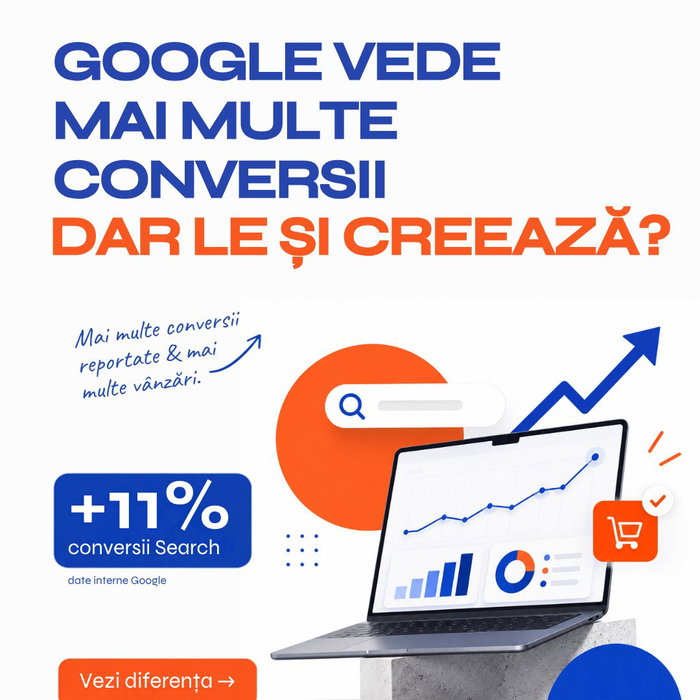 De când ai activat conversiile îmbunătățite, Google raportează mai mult. Contul bancar n-a observat.

Când platforma ved