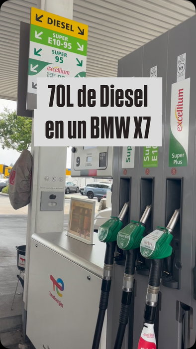 ¿Cuanto cabe en el deposito de un BMW X7?

Conducir por Europa estos coches, obliga a ser cuidadoso 