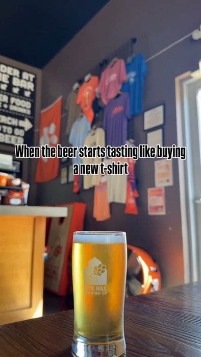 The beer hits so good that you need a new shirt. 
...