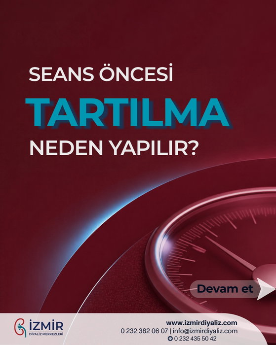 Seans Öncesi Tartılma Neden Yapılır?

Diyaliz öncesi tartılma, vücutta biriken sıvının değerlendirilmesine ve tedavinin planlanmasına yardımcı olur.

Seans Öncesi Tartılma Neden Yapılır?

Diyaliz öncesi tartılma, vücutta biriken sıvının değerlendirilmesine ve tedavinin planlanmasına yardımcı olur.

Why Are Patients Weighed Before Dialysis?

Weighing before dialysis helps assess fluid buildup in the body and plan treatment.

Why Are Patients Weighed Before Dialysis?

Weighing before dialysis helps assess fluid buildup in the body and plan treatment.

Warum werden Patienten vor der Dialyse gewogen?

Das Wiegen vor der Dialyse hilft, Flüssigkeitsansammlungen im Körper zu beurteilen und die Behandlung zu planen.



Warum werden Patienten vor der Dialyse gewogen?

Das Wiegen vor der Dialyse hilft, Flüssigkeitsansammlungen im Körper zu beurteilen und die Behandlung zu planen.