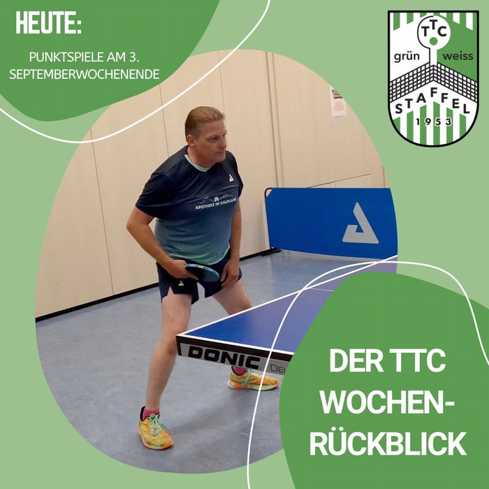 Punktspiele am 3. Septemberwochenende Wechselnde Erfolge melden die TTC-Teams von den Punktspielen des 3. Septemberwoche