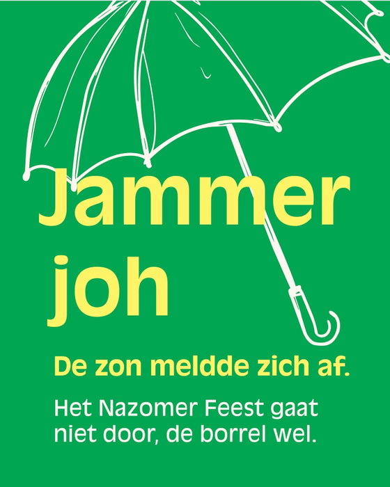 Het weer werkt effe niet mee voor vrijdag: de regen en harde wind hebben zichzelf uitgenodigd en de zon meldt zich af. Dus helaas, het GAPP Nazomer Feest gaat niet door. Had je al een ticket gescoord? Geen paniek, je krijgt je geld natuurlijk terug.
 
Maar gelukkig is er goed nieuws! In @east.amsterdam kan je alsnog genieten van live muziek van @radiopalmera.rotterdam, met lekkere drankjes en hapjes, en een live illustrator om jou en je gappies vast te leggen.
 
Ben je erbij in EAST? Reserveer om je plekje veilig te stellen of loop gezellig binnen op 4 september!