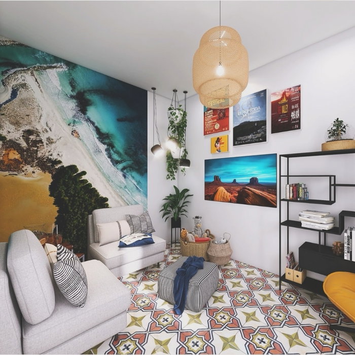 ✨ Il design è prima di tutto funzione ✨
In questa casa vacanza a Cabras, ogni scelta d’arredo racconta una storia e risponde a un’esigenza pratica.

🛋️ Questo ambiente è una zona comune per accogliere, leggere o ascoltare musica, ma grazie alle poltrone letto può trasformarsi in un attimo in una camera in più: funzionalità al primo posto, senza rinunciare all’identità.

🌅 La parete con la spettacolare foto aerea di @andreamarongiu_air_photography diventa una carta da parati che celebra la costa sarda.
🎶 Le locandine dei festival musicali esprimono lo spirito vivo dell’isola.
🎨 I colori del pavimento originale — restaurato — dialogano con ogni arredo, unendo estetica e radici territoriali.

📍Ogni dettaglio è stato progettato insieme al proprietario di @sandygoathouse per far sentire l’ospite immerso nel paesaggio e nella cultura della Sardegna.