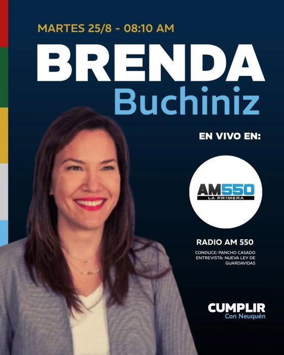 Publicación del Instagram de CUMPLIR: 📻 ¡Mañana en vivo! Martes 25/8 - 08:10 AM Nuestra diputada @brenda_buchiniz se sienta a …