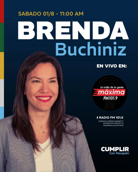 Publicación del Instagram de CUMPLIR: Este sábado a las 11:00 AM, nuestra diputada @brenda_buchiniz se suma a la mesa de @maxim…
