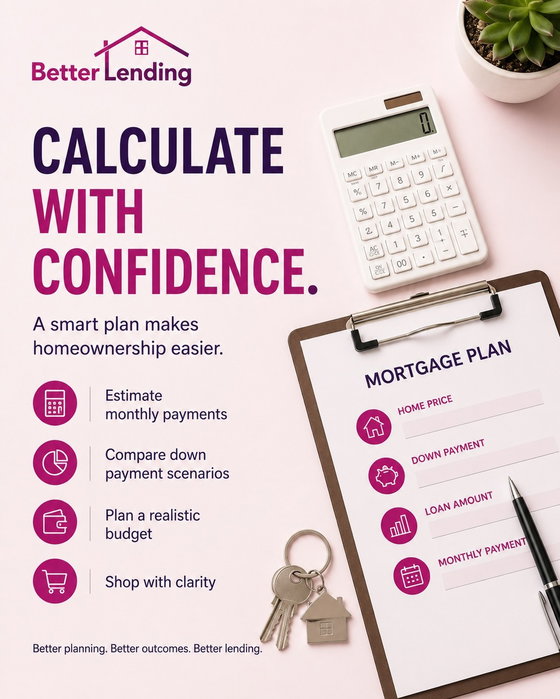 Homebuying starts with knowing your numbers. 🏡 Estimate monthly payments, compare down payment scenarios, and build a r