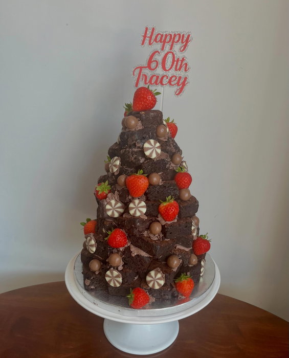 Who doesn’t love love love a brownie tower!
Tracey was presented this at the weekend, whilst in a ho