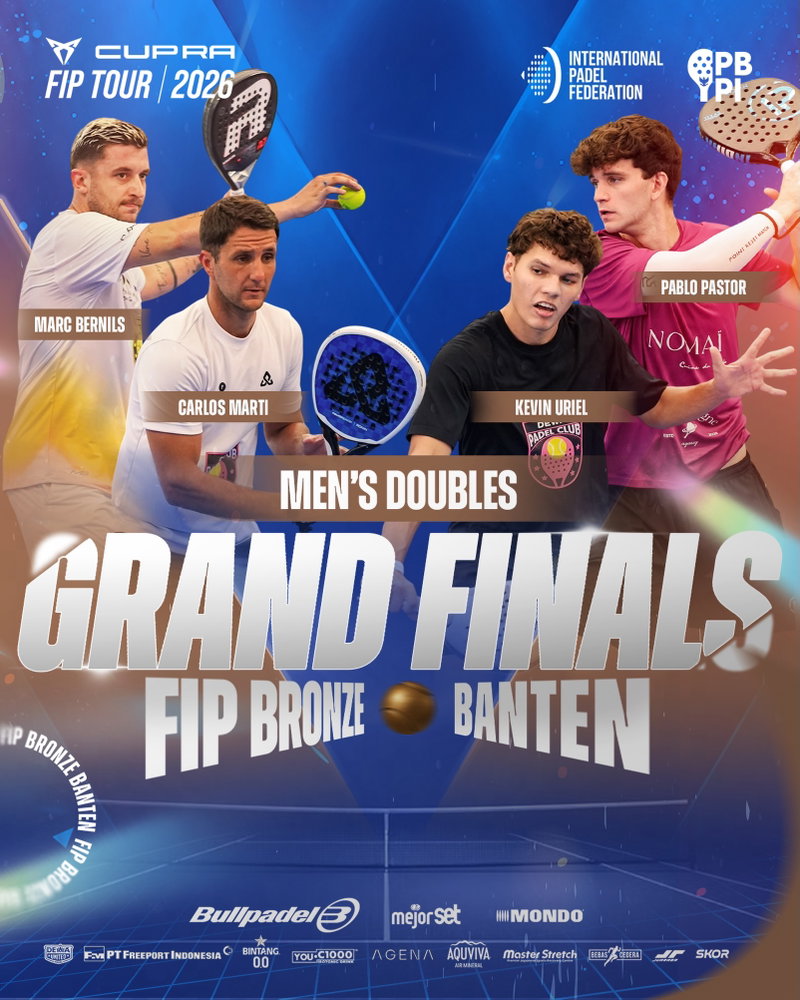 THE PINNACLE OF MEN’S PADEL! 🏆👑🔥
The Men’s Doubles Grand Final at FIP Bronze Banten 2026 is officially locked in!
🇪🇸 Marc Bernils & Carlos Marti are ready to go head-to-head against the powerhouse duo of 🇦🇷 Kevin Uriel & 🇪🇸 Pablo Pastor in a monumental clash for the ultimate title! After a week of jaw-dropping rallies and intense battles, it all comes down to this final showdown. 🎾💥
🗓️ Sunday, July 19, 2026
⏰ Not Before 5:30 PM
📍 @dewaunitedpadel
The energy is going to be absolutely off the charts. Who will lift the trophy and etch their names into history today? Drop your final predictions in the comments below! 👇💬
