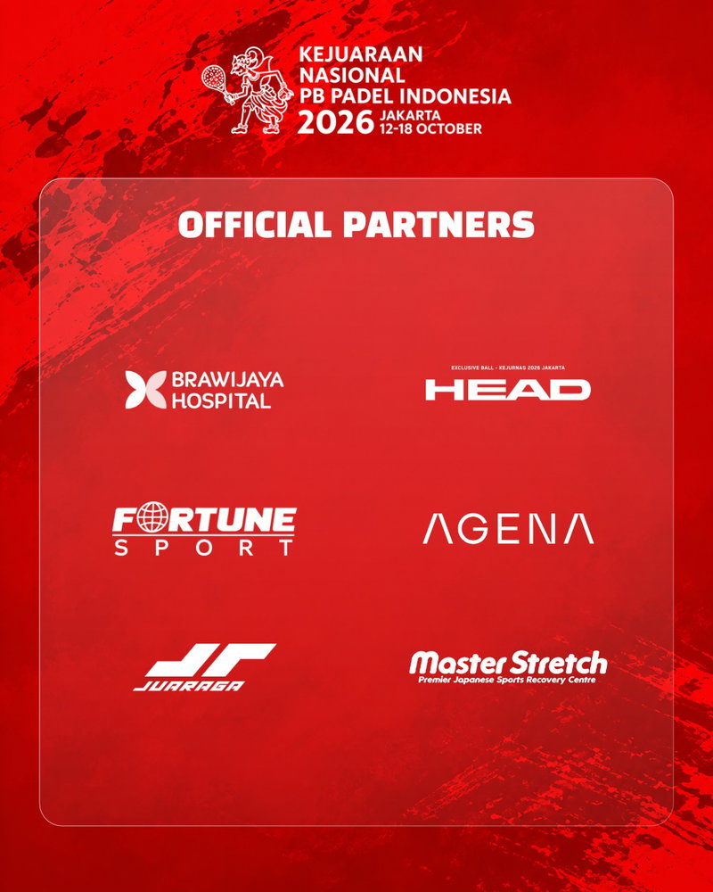 🔥 Kolaborasi Hebat, Prestasi Gemilang! 🔥
Terima kasih kepada seluruh sponsor dan partner yang telah menjadi bagian penting dalam menyukseskan Kejuraan Nasional PB Padel Indonesia 2026. Dukungan dari setiap pihak menjadi energi untuk menghadirkan kompetisi yang berkualitas dan memajukan olahraga padel di Indonesia. 🎾🇮🇩
Bersama, kita bangun semangat sportivitas dan raih prestasi yang lebih tinggi!