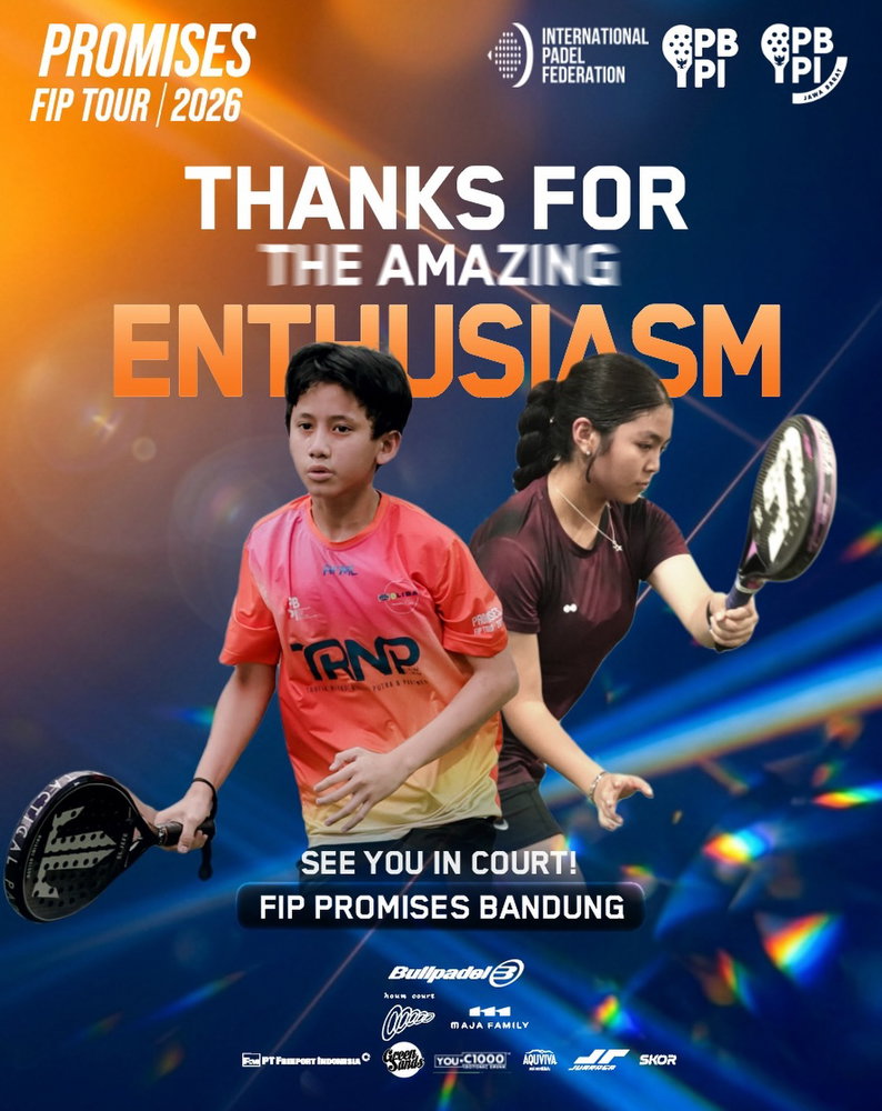 REGISTRATION OFFICIALLY CLOSED! 🛑🎾

Terima kasih atas antusiasme yang luar biasa dari seluruh peserta! Pendaftaran FIP Promises Bandung kini telah resmi ditutup.

Waktu persiapan akhir dimulai sekarang. Jaga kondisi fisik, matangkan strategi, dan bersiaplah untuk memberikan performa terbaik kalian di ajang internasional ini. Kami tidak sabar melihat aksi hebat dari para talenta muda padel di lapangan! 🔥

🗓️ Tanggal Pertandingan: 08 - 11 Oktober 2026

See you in court!