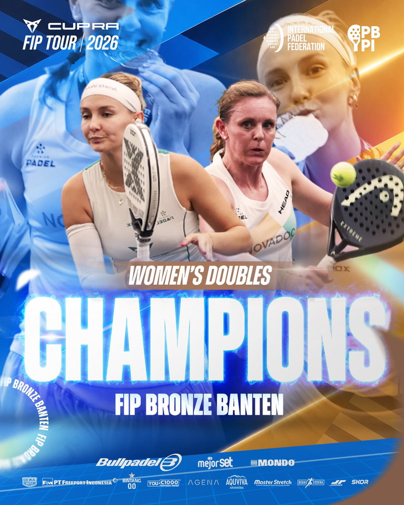THE QUEENS OF THE COURT! 👑🏆🔥
What an unforgettable conclusion to the Women’s Doubles at FIP Bronze Banten 2026!
Massive congratulations to our Champions, 🇩🇪 Victoria Kurz and 🇳🇱 Marcella Koek, for an absolutely flawless performance and taking home the ultimate title! 🥇✨
A huge shoutout and maximum respect to our phenomenal Runners-Up, 🇮🇹 Elsa Terranova and Angelina Neizvestnaya, who battled fiercely through every single round and left everything on the glass. 🥈👏
Thank you for giving us a Grand Final to remember! Drop your congratulations for these incredible athletes in the comments below! 👇💬