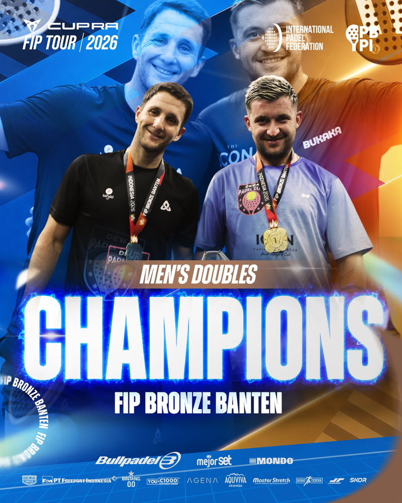 THE KINGS OF THE COURT! 👑🏆🔥
What an absolute masterclass to close out the Men’s Doubles at FIP Bronze Banten 2026!
Massive congratulations to our Champions, 🇪🇸 Marc Bernils & Carlos Marti, for an unstoppable performance and claiming the ultimate title! Your energy and dominance on the court this week were truly next level! 🥇✨
A huge shoutout and maximum respect to our phenomenal Runners-Up, 🇦🇷 Kevin Uriel & 🇪🇸 Pablo Pastor. You put up an incredible fight all tournament long, left everything on the glass, and delivered a Grand Final we won’t forget. 🥈👏
Drop your congratulations for these absolute warriors in the comments below! 👇💬