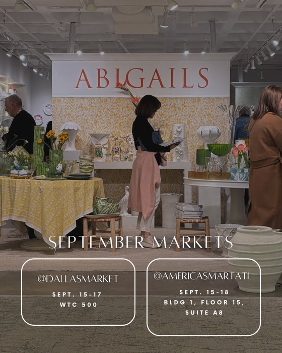 Two markets. Two cities. One weekend with Abigails. ✨ We’ll be at Dallas + Atlanta Markets this weekend, and we’d love to see you there! …
