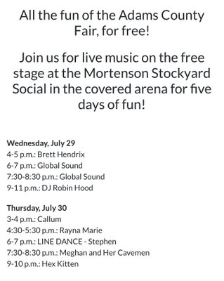 Come see us at the Adams County Fair on Thursday!!