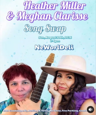 Hey everybody, I’m swapping songs with @humsongs this Sunday at @neworldeli in Austin!!!!

So excited to see Heather Mil
