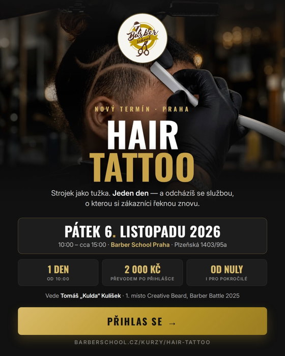 Strojek jako tužka.
6. listopadu otevíráme v Praze Hair Tattoo — jednodenní spe
