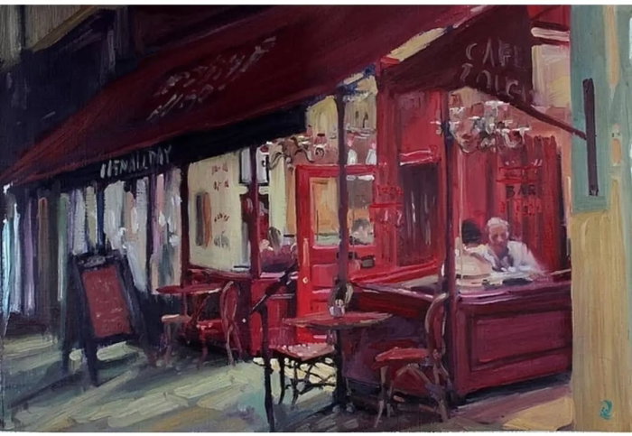 Café rouge bath, still proud of this nocturne plein air painting