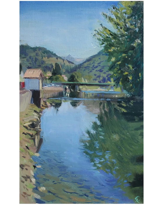 Blue skies : septembre, Saint-Girons, plein air, huile sur toile