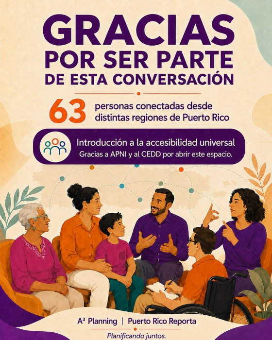 Hoy queremos agradecer a Apoyo a Padres de Niños con Impedimentos (APNI) y al CEDD por abrir este espacio de conversación sobre accesibilid…