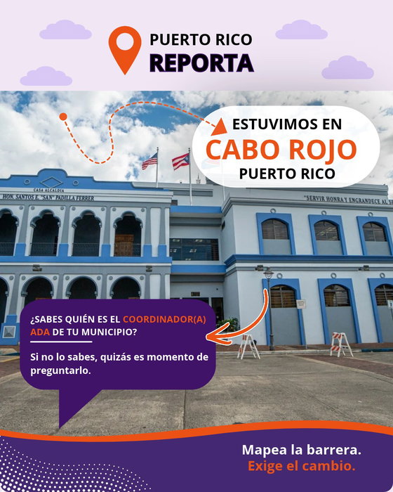 📍 Estuvimos en Cabo Rojo.

Visitamos el municipio para conocer quién atiende los asuntos relacionados con la Ley ADA y la accesibilidad.

E…
