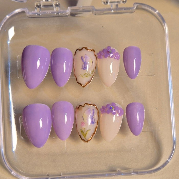 #pressonset#punenailartist#trendynails#purplenails💜