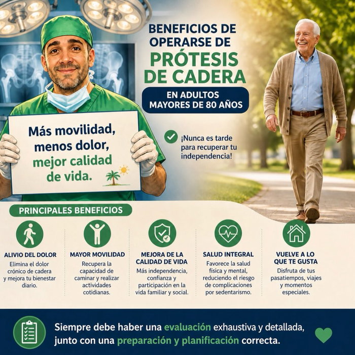 En pacientes con artrosis severa de cadera, el beneficio de realizar una cirugía de reemplazo articular generalmente sup